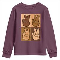 Peace Sign Equality for All Youth Sweatshirt Peace Out V Fingers Hand Equal Rights