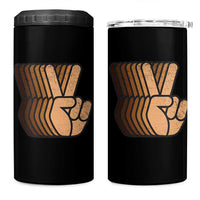 Retro Equality for All 4 in 1 Can Cooler Tumbler Peace Sign V Fingers Skin Tone Hands Vintage
