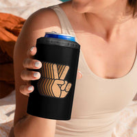 Retro Equality for All 4 in 1 Can Cooler Tumbler Peace Sign V Fingers Skin Tone Hands Vintage