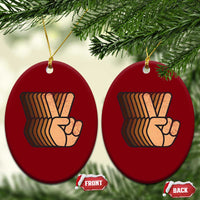 Retro Equality for All Ceramic Ornament Peace Sign V Fingers Skin Tone Hands Vintage - Wonder Print Shop