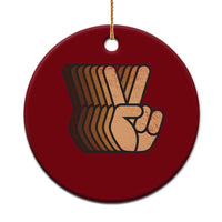 Retro Equality for All Ceramic Ornament Peace Sign V Fingers Skin Tone Hands Vintage - Wonder Print Shop