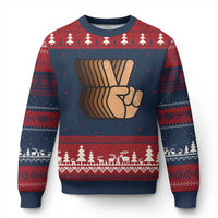 Retro Equality for All Ugly Christmas Sweater Peace Sign V Fingers Skin Tone Hands Vintage - Wonder Print Shop