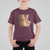 Retro Equality for All T Shirt For Kid Peace Sign V Fingers Skin Tone Hands Vintage