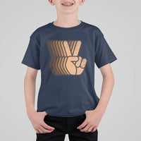 Retro Equality for All T Shirt For Kid Peace Sign V Fingers Skin Tone Hands Vintage