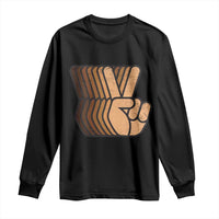 Retro Equality for All Long Sleeve Shirt Peace Sign V Fingers Skin Tone Hands Vintage
