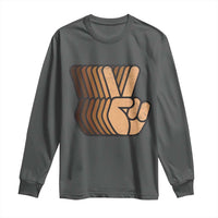 Retro Equality for All Long Sleeve Shirt Peace Sign V Fingers Skin Tone Hands Vintage