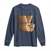 Retro Equality for All Long Sleeve Shirt Peace Sign V Fingers Skin Tone Hands Vintage