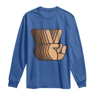 Retro Equality for All Long Sleeve Shirt Peace Sign V Fingers Skin Tone Hands Vintage