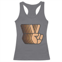 Retro Equality for All Racerback Tank Top Peace Sign V Fingers Skin Tone Hands Vintage