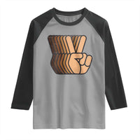 Retro Equality for All Raglan Shirt Peace Sign V Fingers Skin Tone Hands Vintage