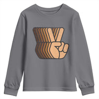Retro Equality for All Youth Sweatshirt Peace Sign V Fingers Skin Tone Hands Vintage