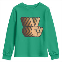 Retro Equality for All Youth Sweatshirt Peace Sign V Fingers Skin Tone Hands Vintage
