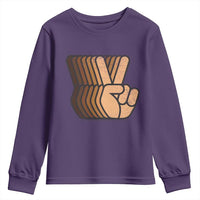 Retro Equality for All Youth Sweatshirt Peace Sign V Fingers Skin Tone Hands Vintage