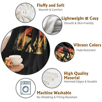 Bigfoot Fishing Throw Blanket Funny Retro Sasquatch Fisherman Dad - Wonder Print Shop