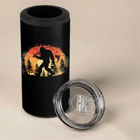 Bigfoot Fishing 4 in 1 Can Cooler Tumbler Funny Retro Sasquatch Fisherman Dad - Wonder Print Shop