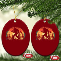 Bigfoot Fishing Ceramic Ornament Funny Retro Sasquatch Fisherman Dad - Wonder Print Shop