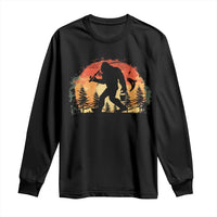 Bigfoot Fishing Long Sleeve Shirt Funny Retro Sasquatch Fisherman Dad - Wonder Print Shop