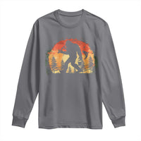 Bigfoot Fishing Long Sleeve Shirt Funny Retro Sasquatch Fisherman Dad - Wonder Print Shop