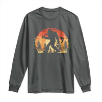 Bigfoot Fishing Long Sleeve Shirt Funny Retro Sasquatch Fisherman Dad - Wonder Print Shop