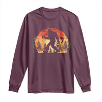 Bigfoot Fishing Long Sleeve Shirt Funny Retro Sasquatch Fisherman Dad - Wonder Print Shop