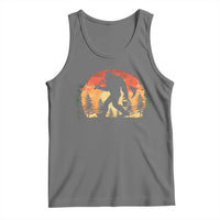 Bigfoot Fishing Tank Top Funny Retro Sasquatch Fisherman Dad - Wonder Print Shop