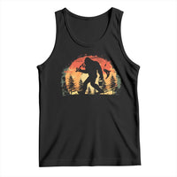 Bigfoot Fishing Tank Top Funny Retro Sasquatch Fisherman Dad - Wonder Print Shop