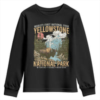Vintage Yellowstone National Park Youth Sweatshirt Retro Nature Wildlife Outdoor Hiking Camping Forest - Wonder Print Shop