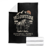 Vintage Yellowstone National Park Throw Blanket Retro Bison Nature Wildlife Forest - Wonder Print Shop