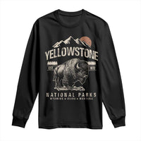 Vintage Yellowstone National Park Long Sleeve Shirt Retro Bison Nature Wildlife Forest - Wonder Print Shop