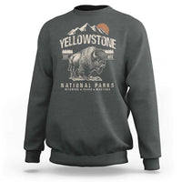 Vintage Yellowstone National Park Sweatshirt Retro Bison Nature Wildlife Forest - Wonder Print Shop