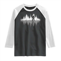 Bigfoot In The Forest Raglan Shirt Sasquatch Trees Reflection Wildlife Nature Outdoor Wild Retro - Wonder Print Shop