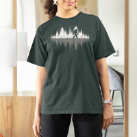 Bigfoot In The Forest T Shirt For Women Sasquatch Trees Reflection Wildlife Nature Outdoor Wild Retro - Wonder Print Shop