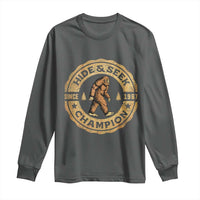 Retro Bigfoot Believer Long Sleeve Shirt Undefeated Sasquatch Hide And Seek Cryptozoology - Wonder Print Shop