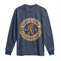 Retro Bigfoot Believer Long Sleeve Shirt Undefeated Sasquatch Hide And Seek Cryptozoology - Wonder Print Shop