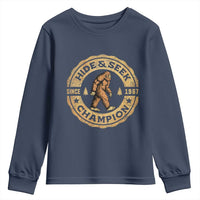 Retro Bigfoot Believer Youth Sweatshirt Undefeated Sasquatch Hide And Seek Cryptozoology - Wonder Print Shop