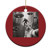 Cat Selfie With Bigfoot UFO Christmas Ornament Funny Cat Lover Gifts - Wonder Print Shop