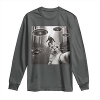 Cat Selfie With Bigfoot UFO Long Sleeve Shirt Funny Cat Lover Gifts - Wonder Print Shop