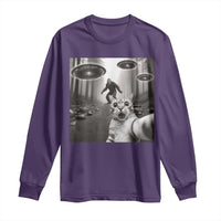 Cat Selfie With Bigfoot UFO Long Sleeve Shirt Funny Cat Lover Gifts - Wonder Print Shop