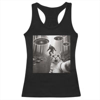 Cat Selfie With Bigfoot UFO Racerback Tank Top Funny Cat Lover Gifts - Wonder Print Shop
