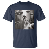 Cat Selfie With Bigfoot UFO T Shirt Funny Cat Lover Gifts - Wonder Print Shop