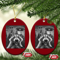 Racoon Meme Ceramic Ornament Selfie With Alien UFO - Wonder Print Shop