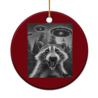 Racoon Meme Ceramic Ornament Selfie With Alien UFO - Wonder Print Shop