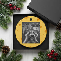 Racoon Meme Ceramic Ornament Selfie With Alien UFO - Wonder Print Shop