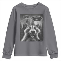 Racoon Meme Youth Sweatshirt Selfie With Alien UFO - Wonder Print Shop
