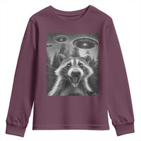 Racoon Meme Youth Sweatshirt Selfie With Alien UFO - Wonder Print Shop