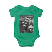 Bigfoot Selfie With Alien Baby Onesie UFO Funny Sasquatch Rock On Hand Sign - Wonder Print Shop