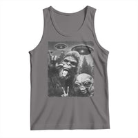 Bigfoot Selfie With Alien Tank Top UFO Funny Sasquatch Rock On Hand Sign - Wonder Print Shop