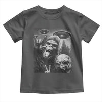 Bigfoot Selfie With Alien Toddler T Shirt UFO Funny Sasquatch Rock On Hand Sign - Wonder Print Shop