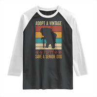 Vintage Adopt a Senior Dog Raglan Shirt Rescue Animal Adoption Old Dog Shelter Pet - Wonder Print Shop