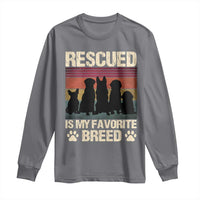Rescued Is My Favorite Breed Long Sleeve Shirt Adopt A Shelter Pet Cat Dog Adoption Animal Rescue - Wonder Print Shop